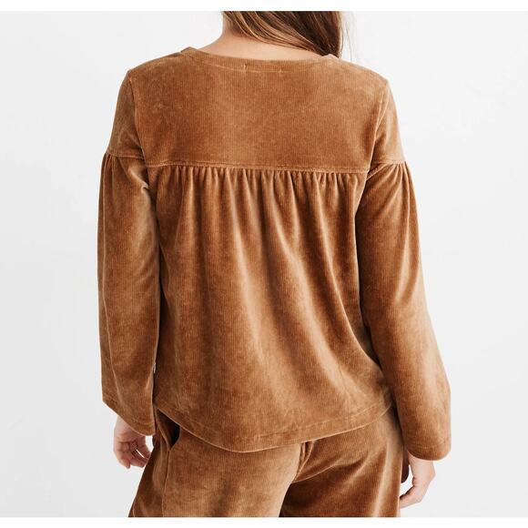 Texture & Thread Madewell Corduroy Bell Sleeve Swing Top Warm Hickory Small - Picture 2 of 6